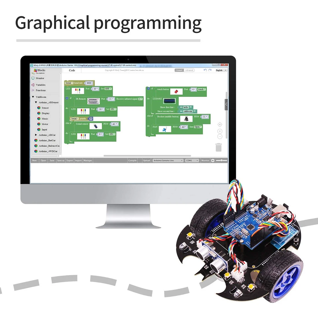 

Creative Bat Smart Robot Car With Tutorial Learning & Educational Electronic Toy For Arduino (Including: R3 Mainboard)