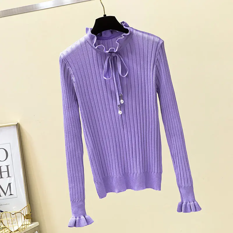 

2019 Новинка весна осень Половина Водолазка лук свитер женский длинный рукав сплошной цвет вязаные свитера размера плюс cc1657