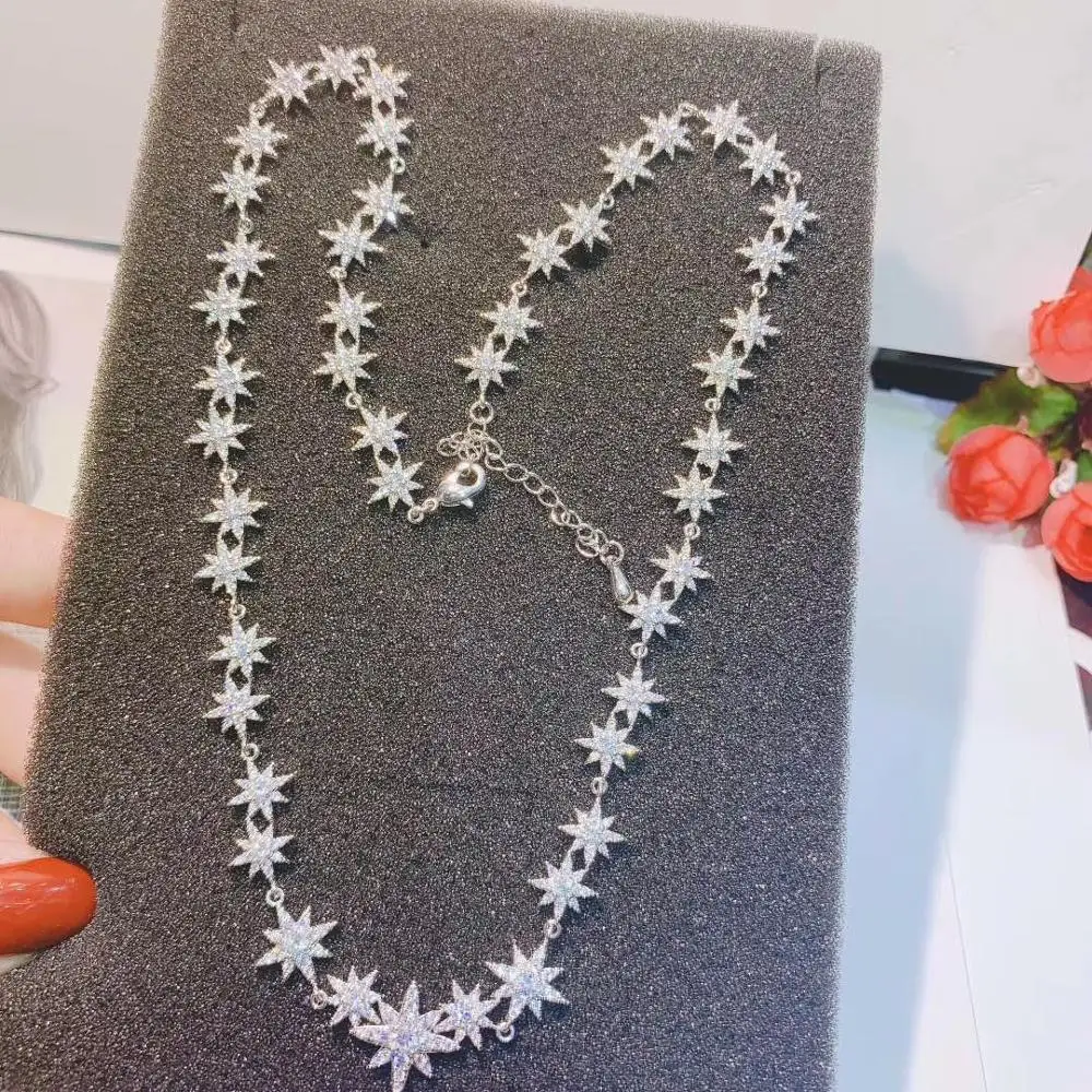 

Elegant Fashion Geometry AAA Cubic Zircon Trendy Geometric Star Necklace earring set For Women Wedding Dubai jewelry D1450