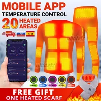 20 areas winter heated underwear jacket heated smart phone app control temperature mens heating jacket usb motorcycle jacket