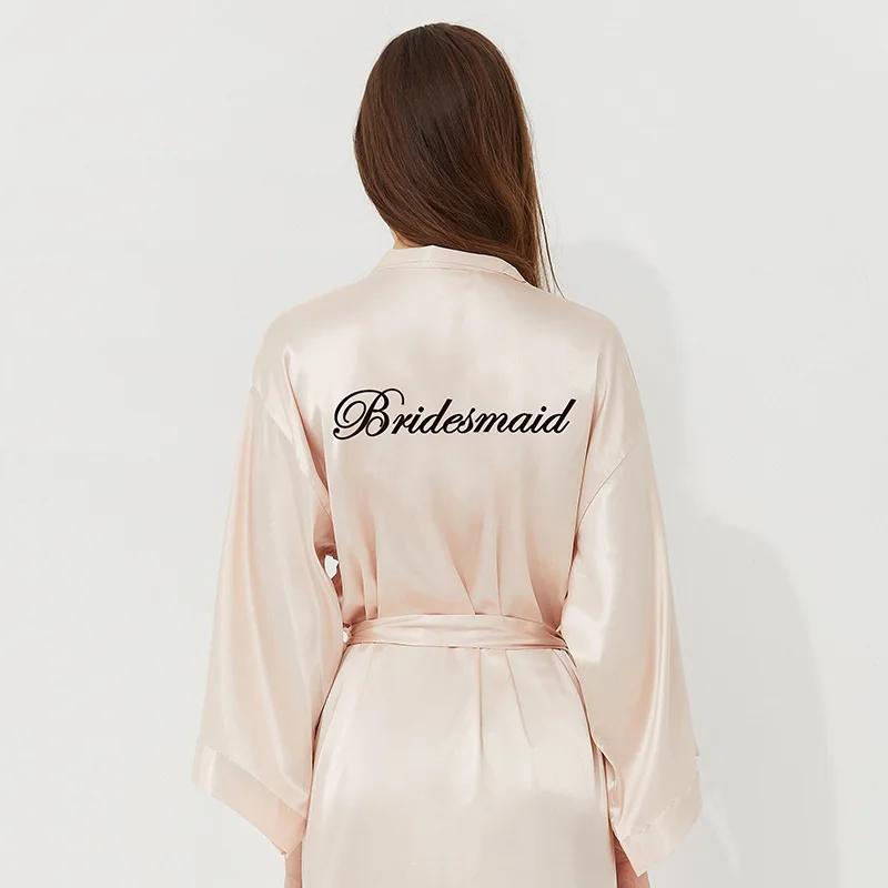 

Bridesmaid Robes Embroidery Robe Bride Elegant Sleepwear Sexy Women Dressing Gown Bathrobe Kimono Silk Bath Robe Sleep Lounge