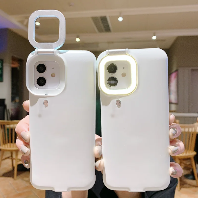 

For iPhone 12 Pro Max 11 Phone Case Fill Light Selfie Beauty Ring Flash Stable Case For iPhone XR X XS Max 11 12Pro Max 7 8 Plus