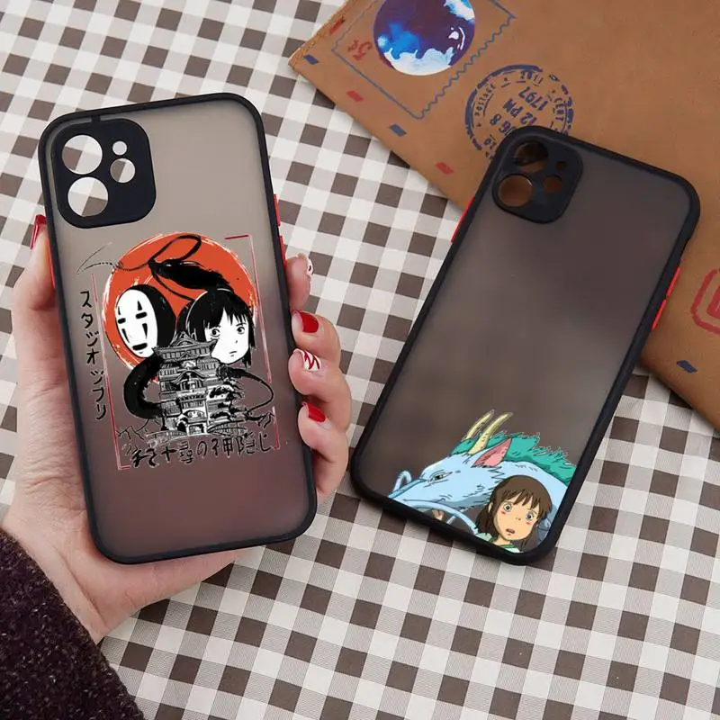 

sprite away My Neighbor Totoro Anime Phone Case matte transparent For iphone 7 8 11 12 13 plus mini x xs xr pro max cover