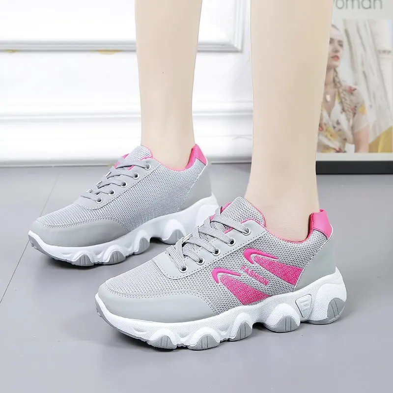 

Platform shoes women sneakers tenis feminino 2021 lace-up mesh breathable female shoes women sneakers solid casual shoes woman