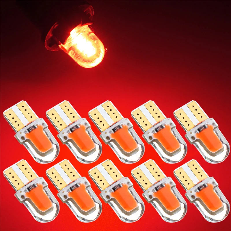 10 шт./лот светодиодный 194 168 COB 8SMD светодиодный s парковочная лампа светодиодный яркая кварцевая белый номерной знак светильник лампочка DC12V - Испускаемый цвет: Red