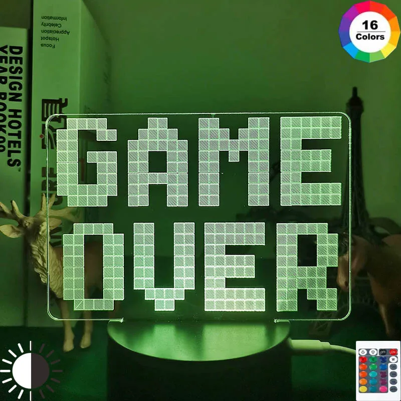 Ночник Gameover 3D для игровой комнаты настольное освещение настройки декор