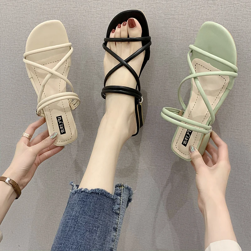 

Shoes Square heel Ladies' Slippers Med Luxury Slides Slipers Women Heeled Mules Block Designer 2021 Soft High Basic Rome PU Scan