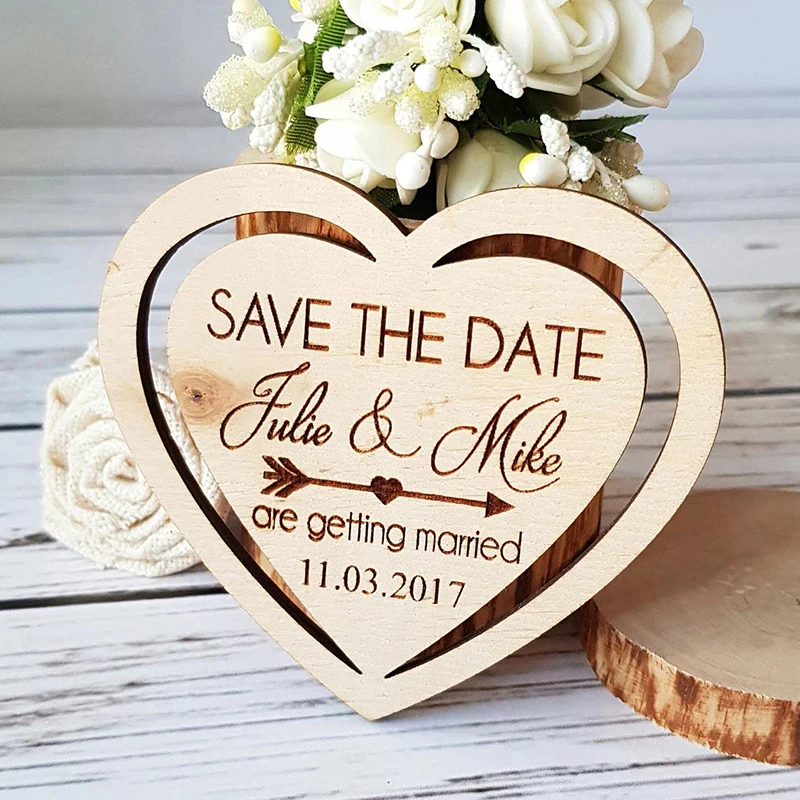 

Custom hollow wooden save the date magnet love heart save the date wedding tag wedding save the date card wedding magnet wooden