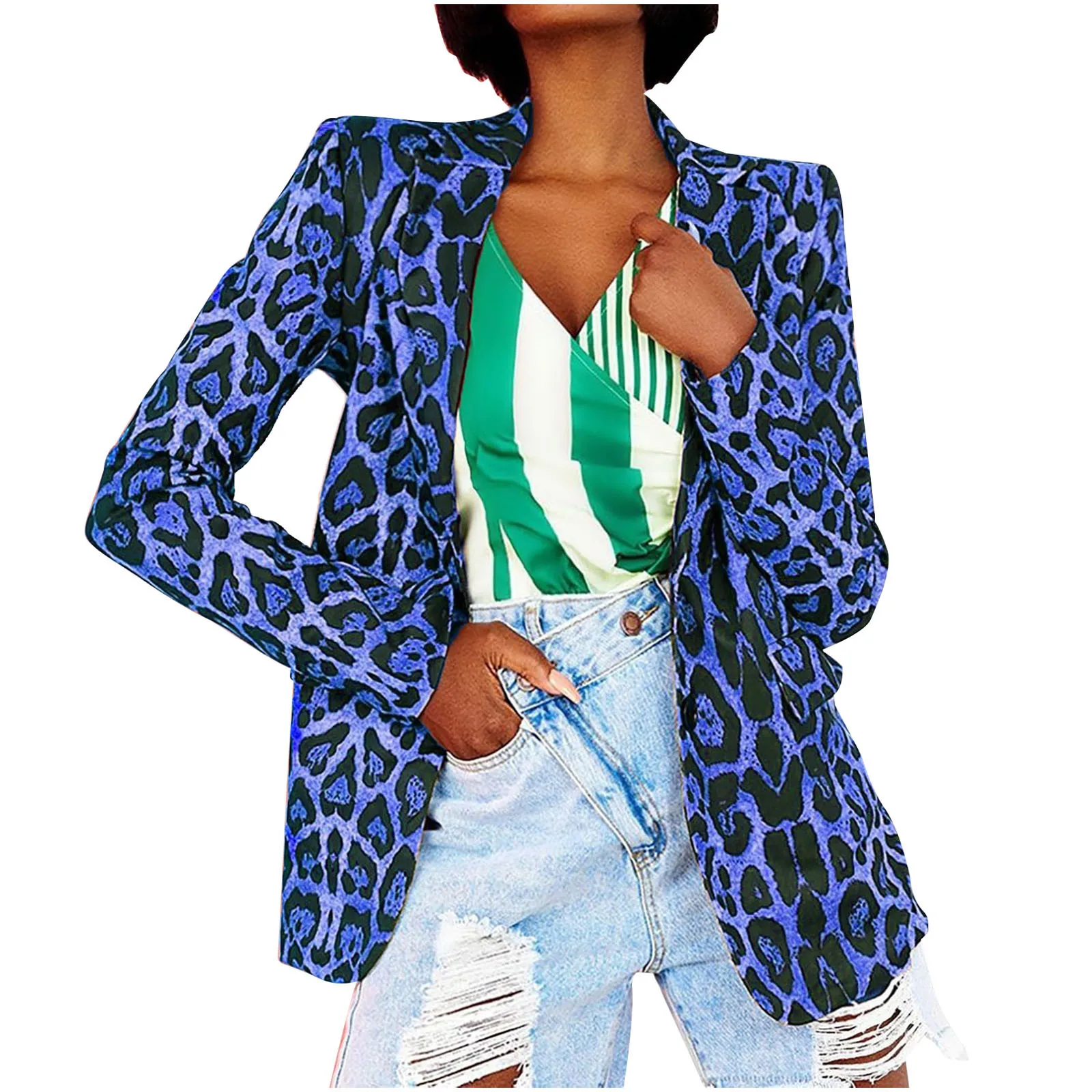 

Women Tailored Coat Casual Long Sleeve Leopard Printing Turndown Collar Fashion Coat Blazer Femme Пальто Женское Осень