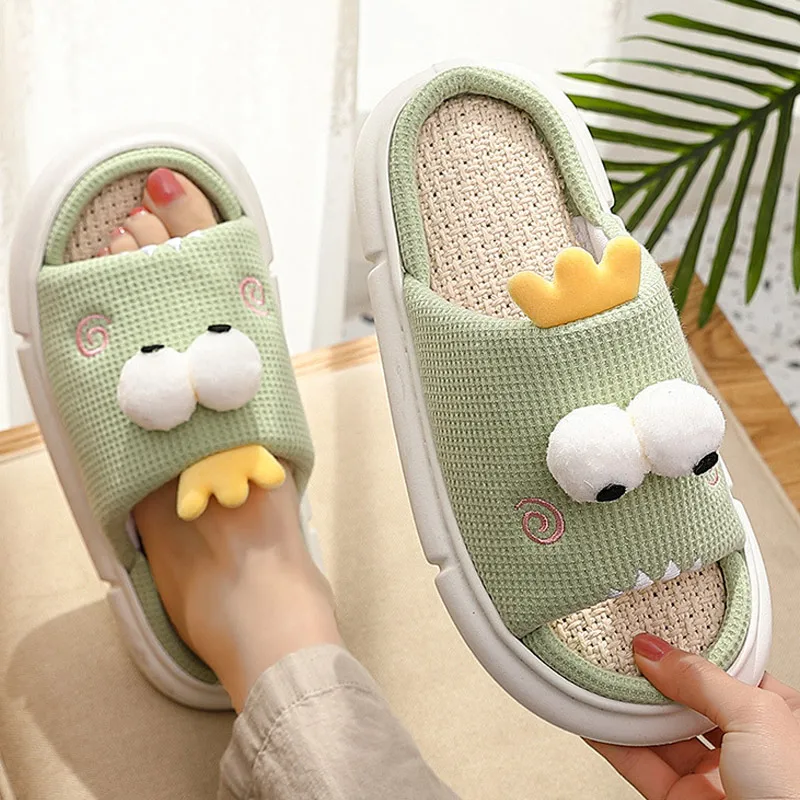 

Женские зимние тапочки, Женская хлопковая обувь с мультяшным принтом для дома, Женская дышащая удобная обувь для спальни на плоской подошве...