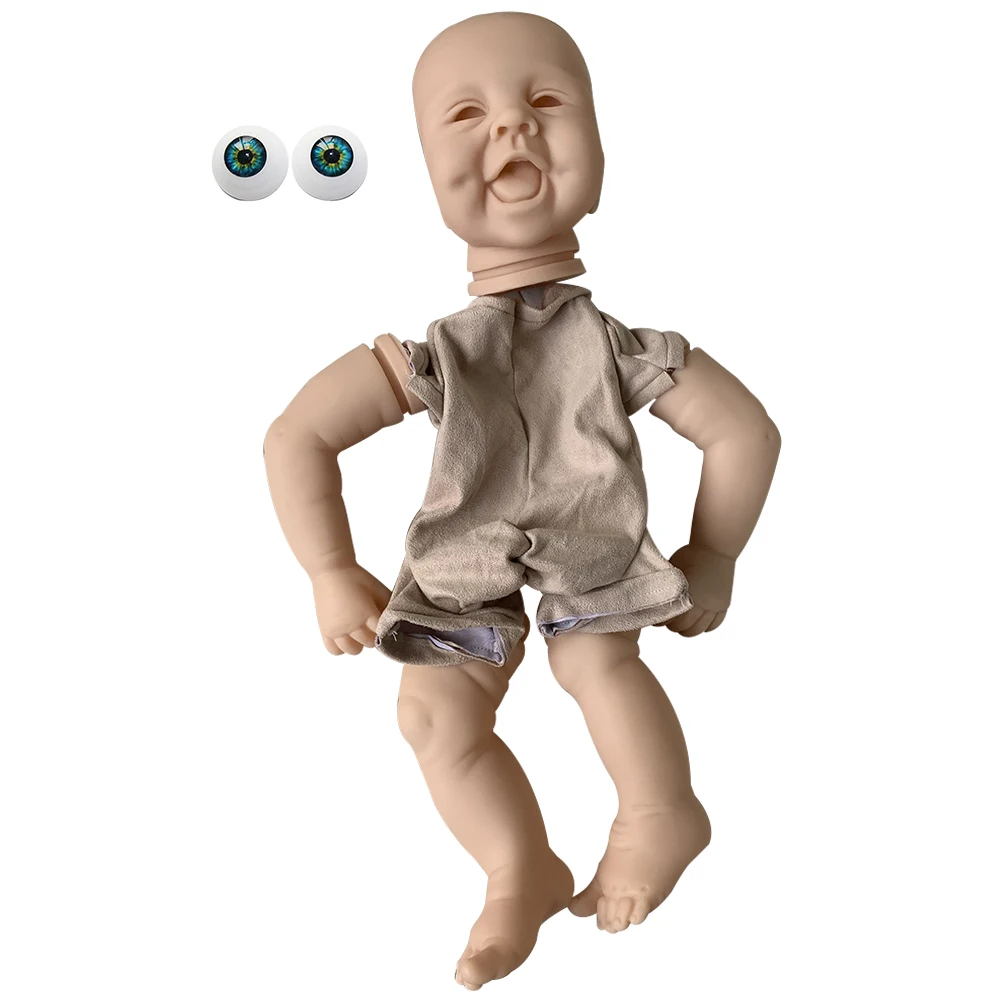 

22 Inch Unpainted Baby Silicone Head Limbs Cloth Body Soft Gift Funny Reborn Doll Kit Lifelike Eyes DIY Toy Real Touch Toddler