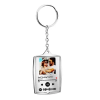 personalized stainless steel spotify scan code music keychain song singer album cover key chain plaque custom couple photo gifts