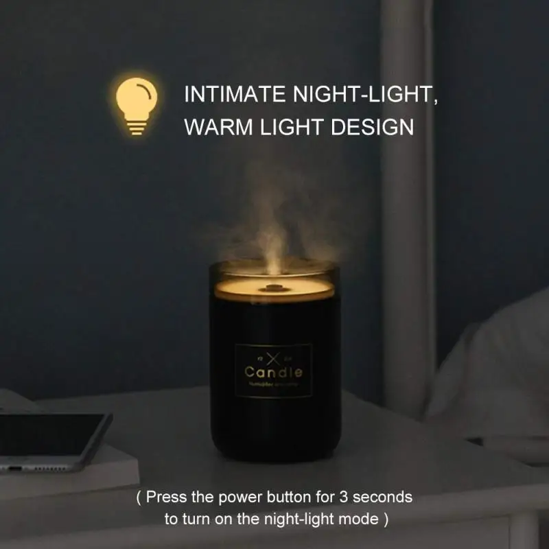 

Ultrasonic Candle Air Humidifier Mini Mist Maker USB Charging Air Purifier LED Night Light Portable Mist Maker Home Accessories