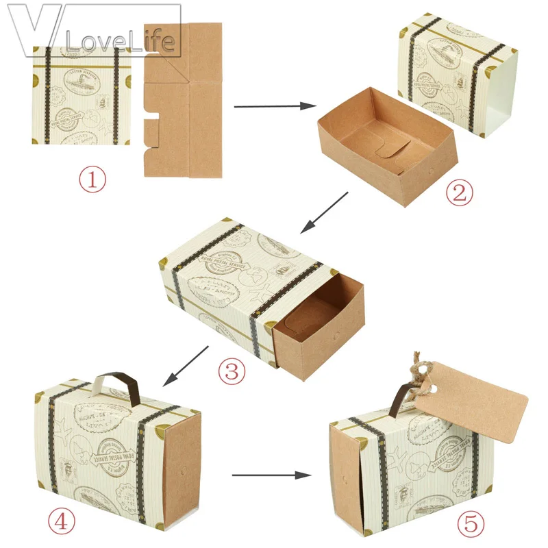10 шт. Винтаж свадебный подарок чемодан коробка коробки конфеты шоколада милые