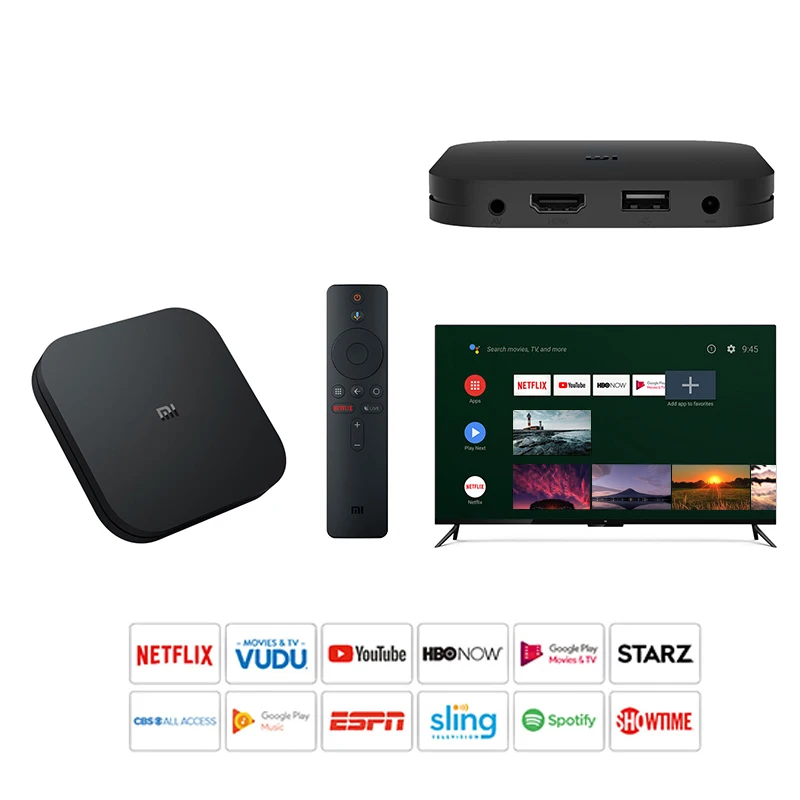 ТВ приставка XIAOMI Mi Box S Global Vision 4K Ultra HDMI Android 8 1 2G 8G WiFi подключение Netflix Google TV