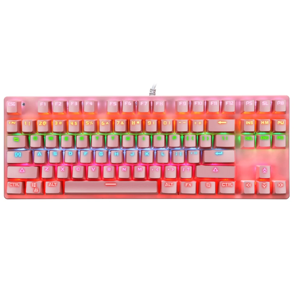 

Waterproof USB Wired Mechanical Keyboard Gaming Plug And Play 87 Keys Colorful Backlit Fashion For PC Typing Anti Ghosting