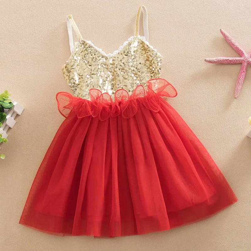 Toddler Girls Sling Dress Sequined Infant Baby Lace Birthday Party Little Sleeveless Princess Costume 0-6Y | Детская одежда и