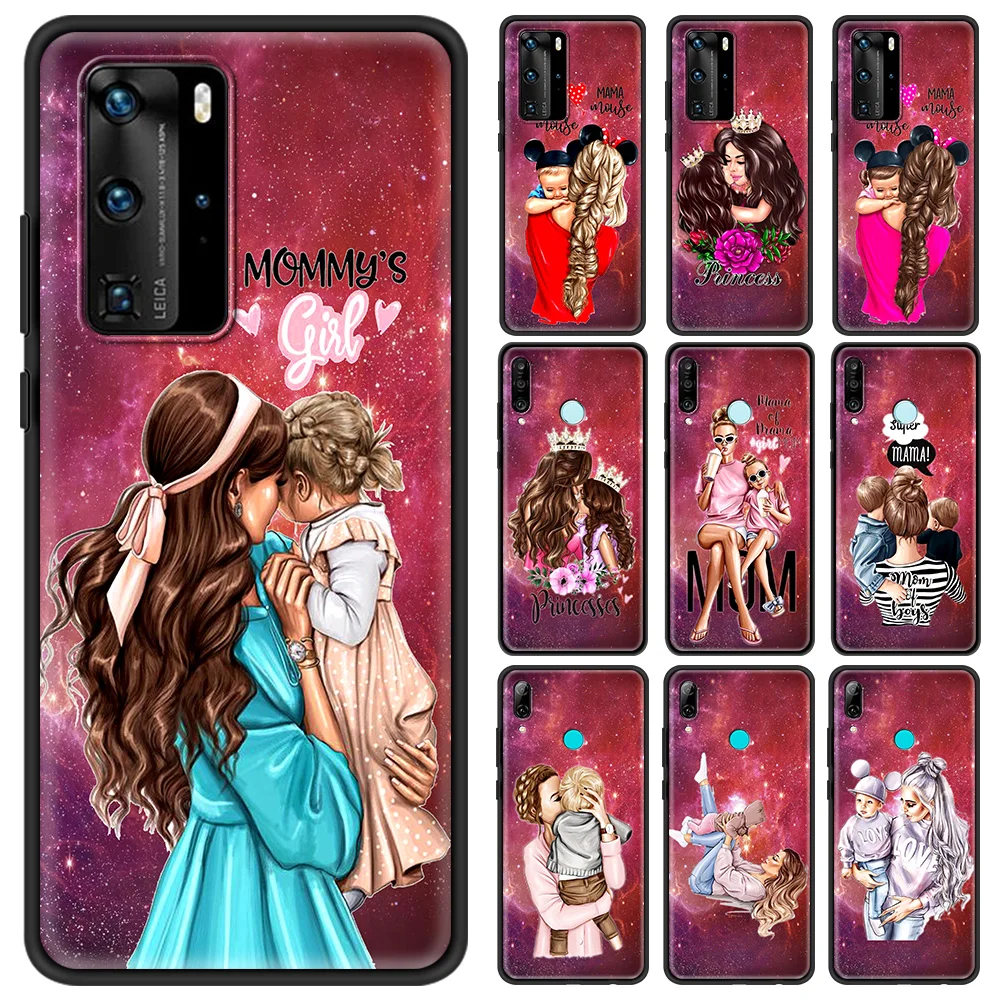 

Brown Hair Baby Mom Girl Smartphone Accessories Cover Case for P30 P20 Pro P10 P40 Lite Plus P Smart Z 2021 Luxury Soft Shell