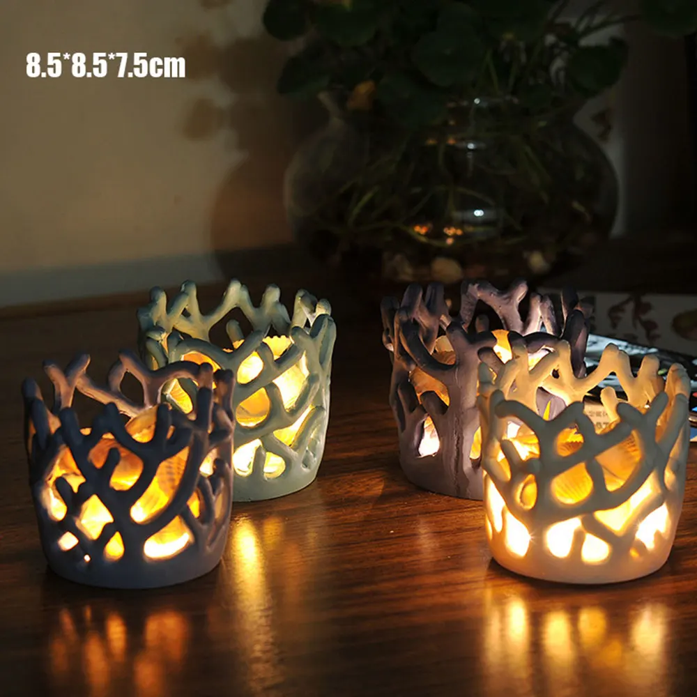 4 шт. полимерный коралловый Подсвечник Настольный светильник для чайного света