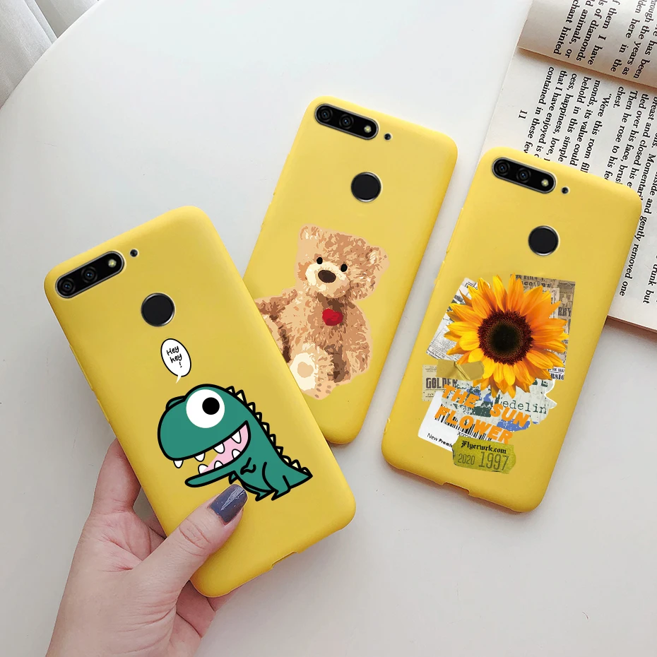 Силиконовый чехол для Huawei y7 Y 7 2018 милые Мультяшные чехлы телефонов матовый мягкий