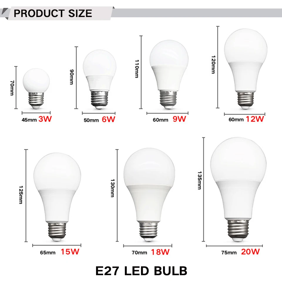 LED Bulb Lamps E27 E14 3W 6W 9W 12W 15W 18W 20W led Lampada Cold Warm White Light AC 220V 230V 240V Bombilla Spotlight