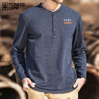 pioneer camp 2021 new spring t shirts men long sleeve cotton casual oversized mens summer clothing acs005194