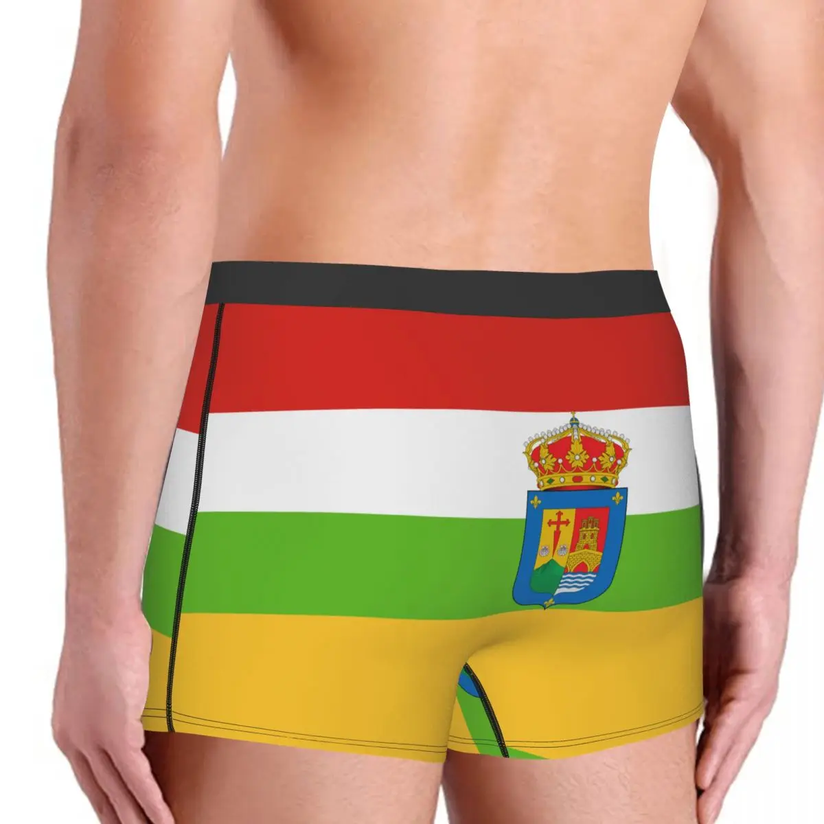 Flag Of La Rioja (with Coat Of Arms) Men's Boxer Briefs Flags of the autonomous communities of Spain Novelty elastic pants