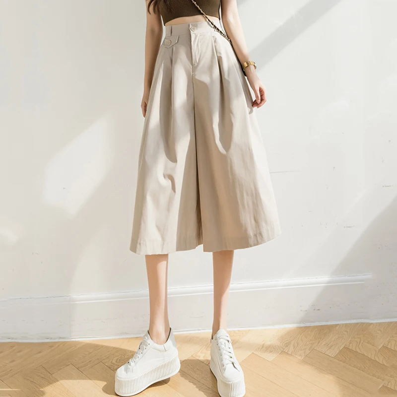 Брюки женские с широкими штанинами модные плиссированные свободные штаны