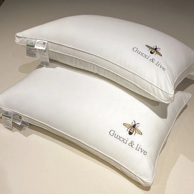 

2pcs Pillow core single protect cervical spine to help sleep embroidery bee pillow for hotel home