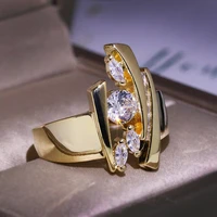 european and american luxury geometric white zircon ring wedding ring mens and womens gift parties exaggerated fashion