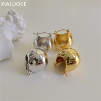 xialuoke hip hop punk rock metal spherical clip on stud earrings for women minimalist style ear loop party jewelry new 2022