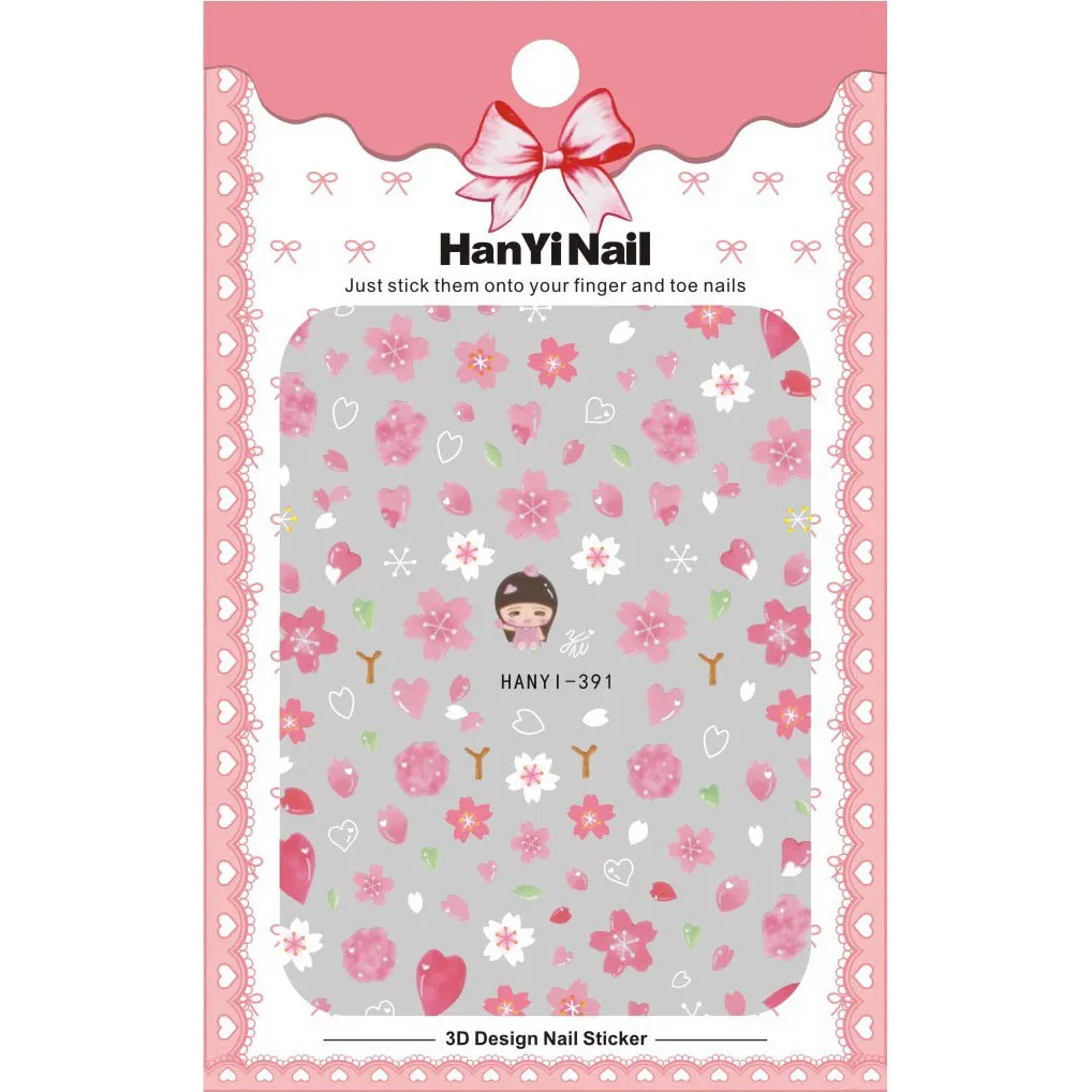 1 шт. весенний цветок Цветочная 3D наклейка для ногтей розовый персик blossm узор