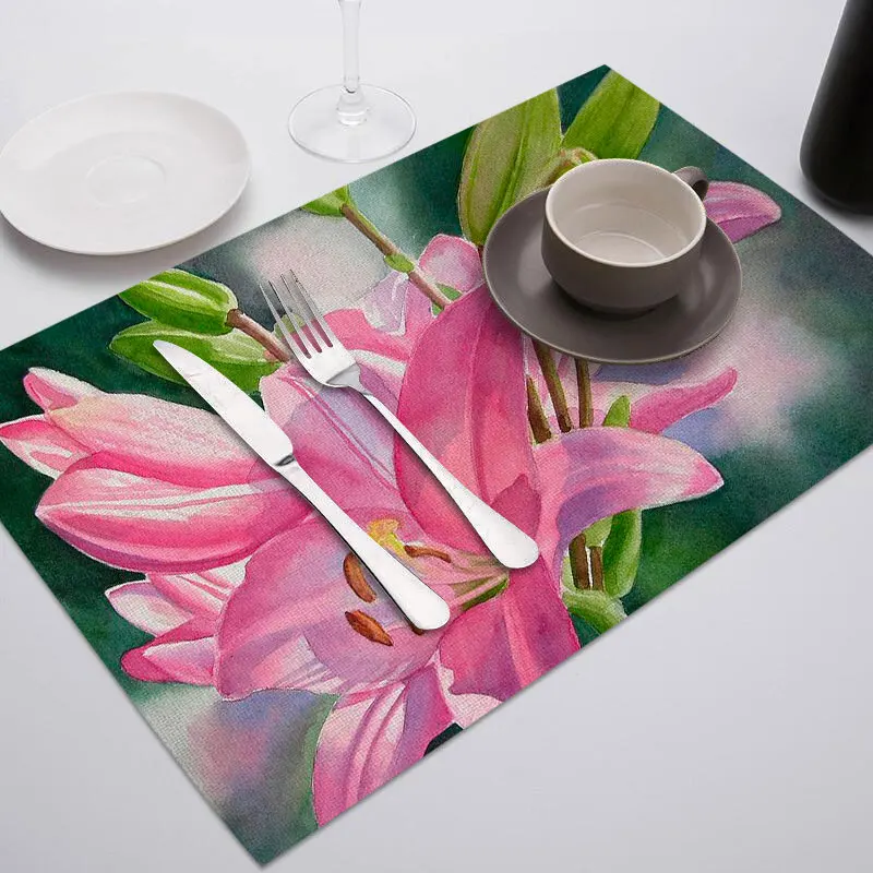 PC1983 Fuwatacchi Coffee Place Mat Linen Ramadan Dining Table Placemat Tableware Fiber Pad Coaster Eid Party Supplies Table Placemats - Цвет: PC1983