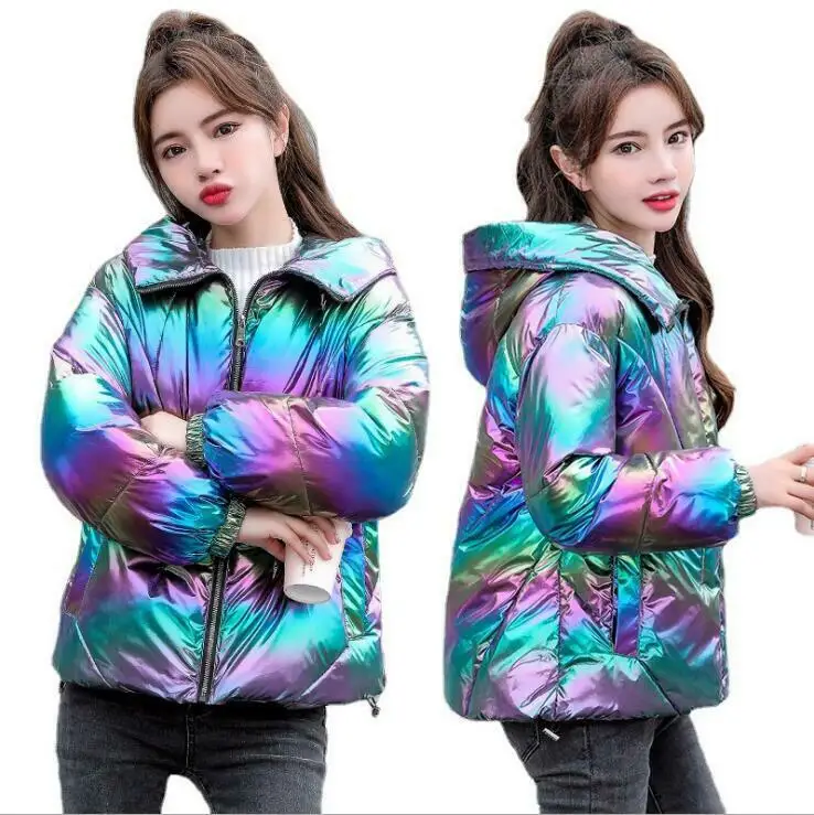 Яркая яркая тканевая цветная женская пуховая хлопковая куртка 2021 зимняя