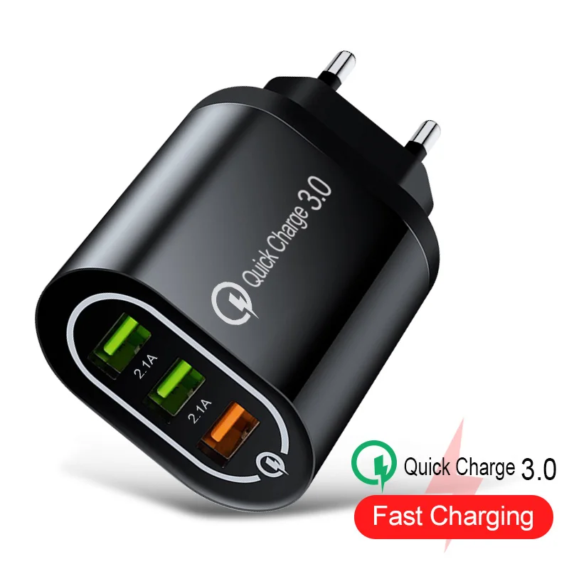 Зарядное устройство 3 0 с 3USB портами для iPhone 11 Samsung xiaomi QC3.0 EU/US|Зарядные устройства