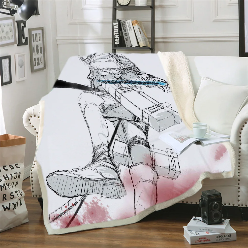 Одеяло с рисунком из мультфильма атака на Титанов Детское покрывало