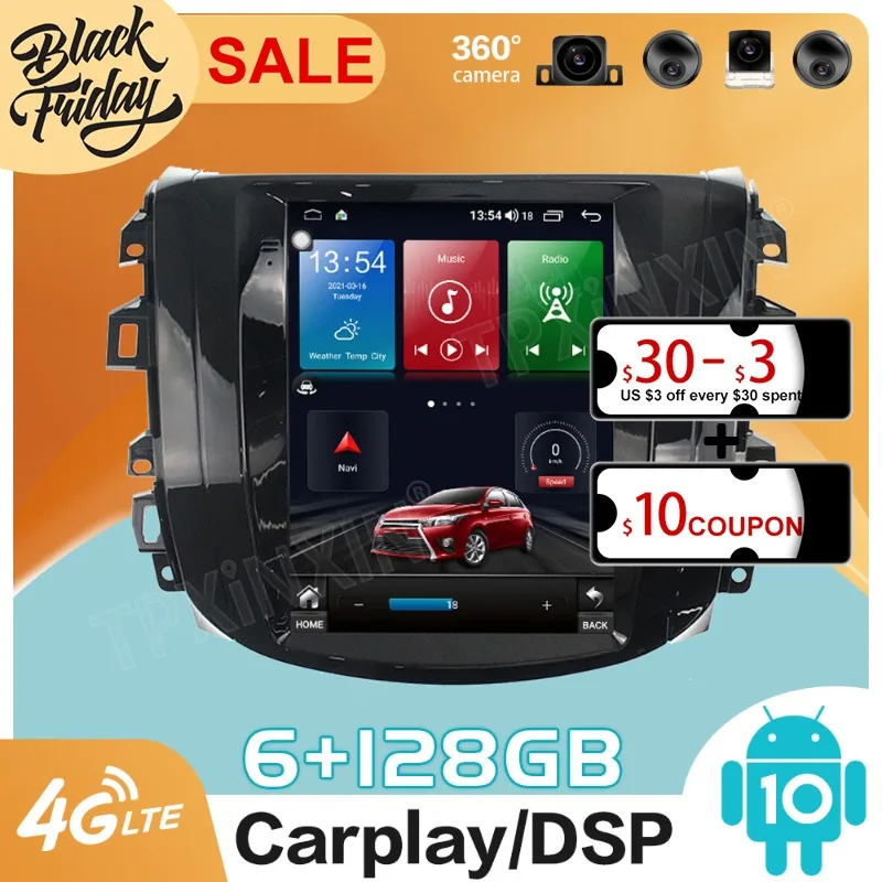 

Android 10.0 128GB Tesla Style For Nissan Navara NP300 2018 Car GPS Navigation Auto Radio Stereo Multimedia Player Head Unit