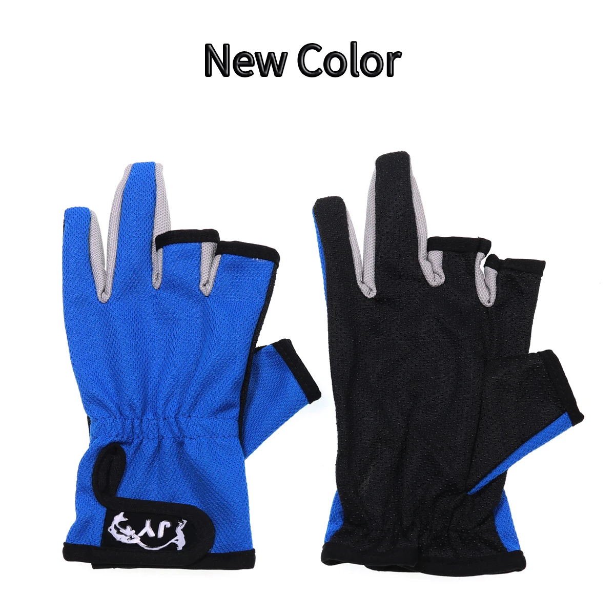 Одна пара специальное предложение Синие Нескользящие рыболовные перчатки с