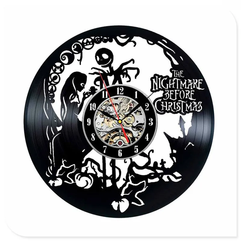 Хэллоуин Skellington черный виниловый CD 3D настенные часы Ночная кобыла перед рождественские украшения для поделок для дома