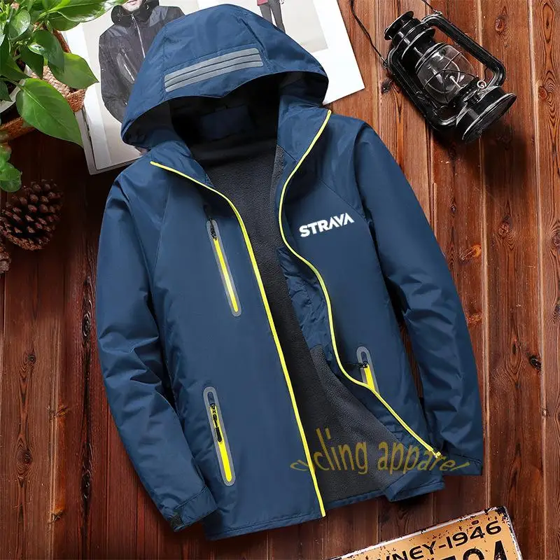 

2022 Bicycle Clothing Men Strava Winter Cycling Thermal Jacket Windproof Fleece Men's Windbreaker Cycling Man Hooded Warm Jacket