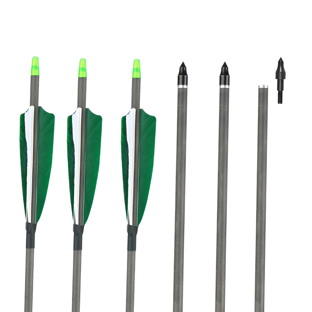 Стрелы из чистого карбона для охоты 31 дюйм стрелы стрельбы лука 400 лук с рифленым