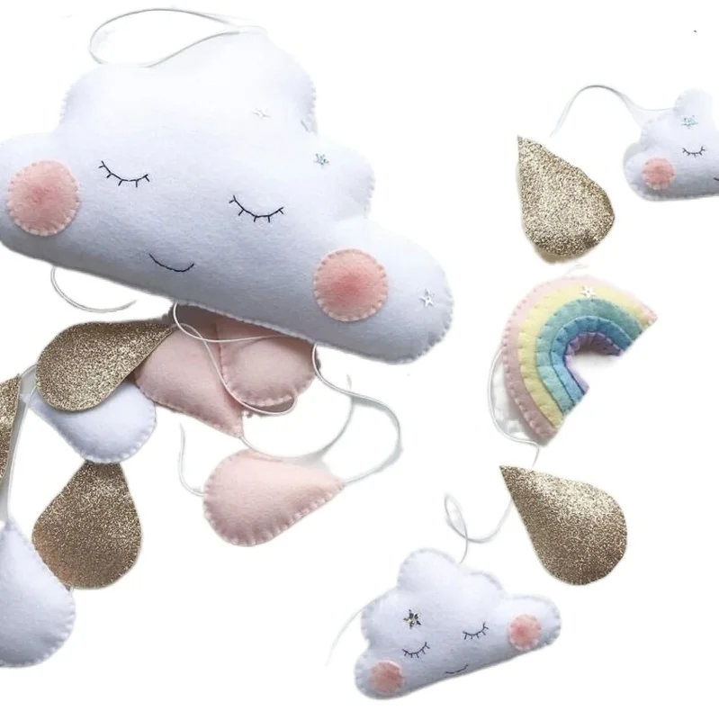 

2021NEW Home Decoration Nordic Children's Tent Decoration Cloud Felt Raindrop Pendant Kids Room Wedding Decor Smiles