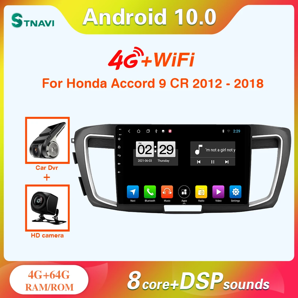 

Автомагнитола STNAVI, Android 10, 4G, для Honda Accord 9 2012-2018, GPS-навигация, сенсорный экран