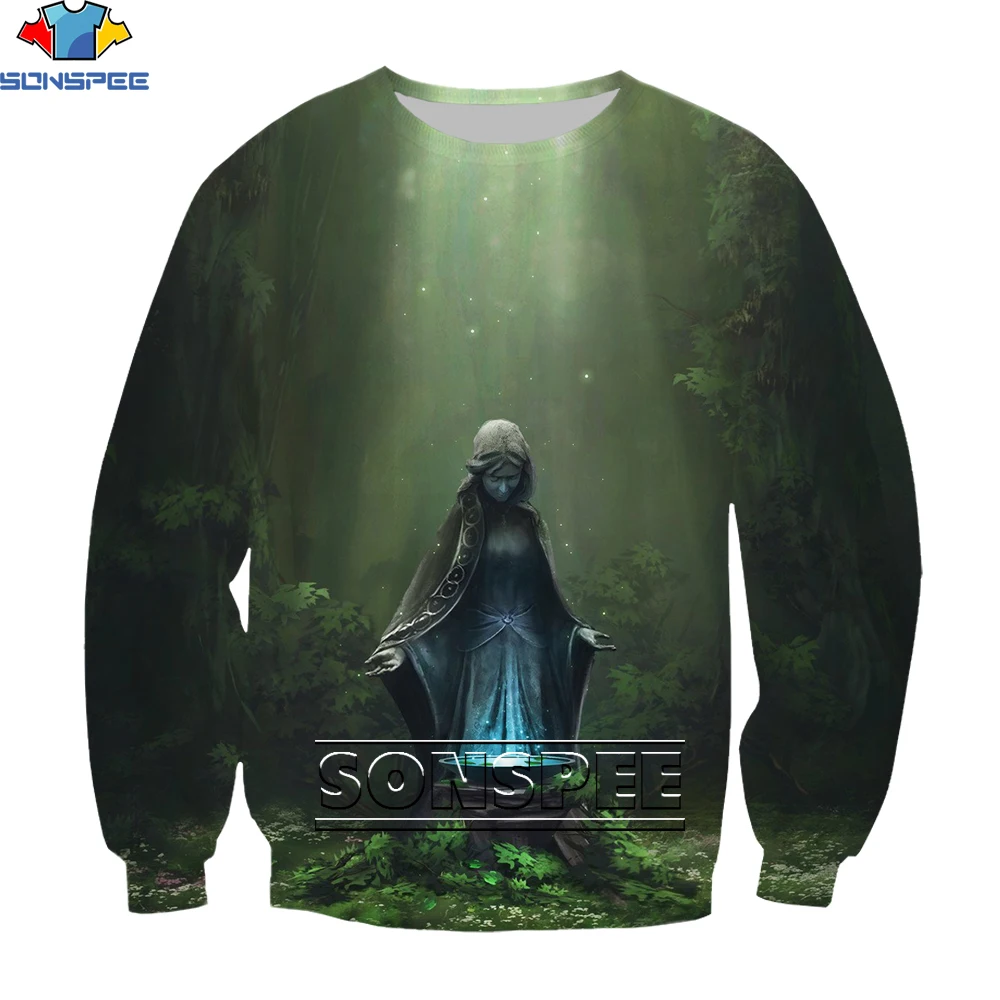 

SONSPEE Round neck super Dalian hoodie men's streetwear printed retro shirt autumn casual loose sweat shirt tops