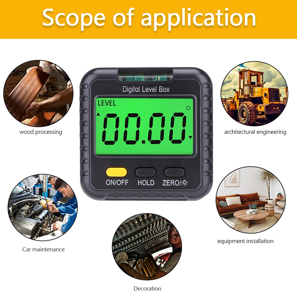 

Mini Digital Protractor 360 Degree Inclinometer Tester Angle Finder Electronic Level Box Magnetic Base Measuring Tools