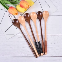 Wooden Spoon Bamboo Soup Teaspoon Catering Kids Spoon Kitchenware For Rice Soup Kitchen Cooking Utensil Tool
