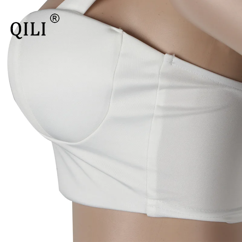 

QILI White Wide Leg Jumpsuits Women Rompers Sleeveless Sexy Top + Pants Sexy Casual Jumpsuits