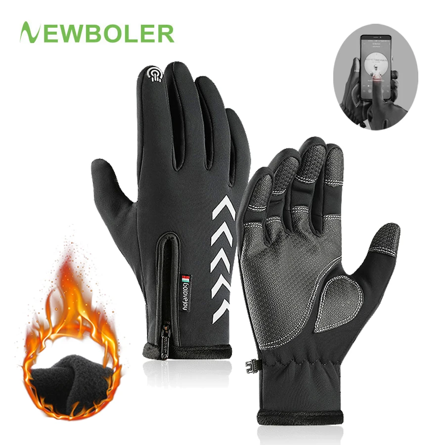 Теплые зимние велосипедные перчатки NEWBOLER для занятий спортом на открытом