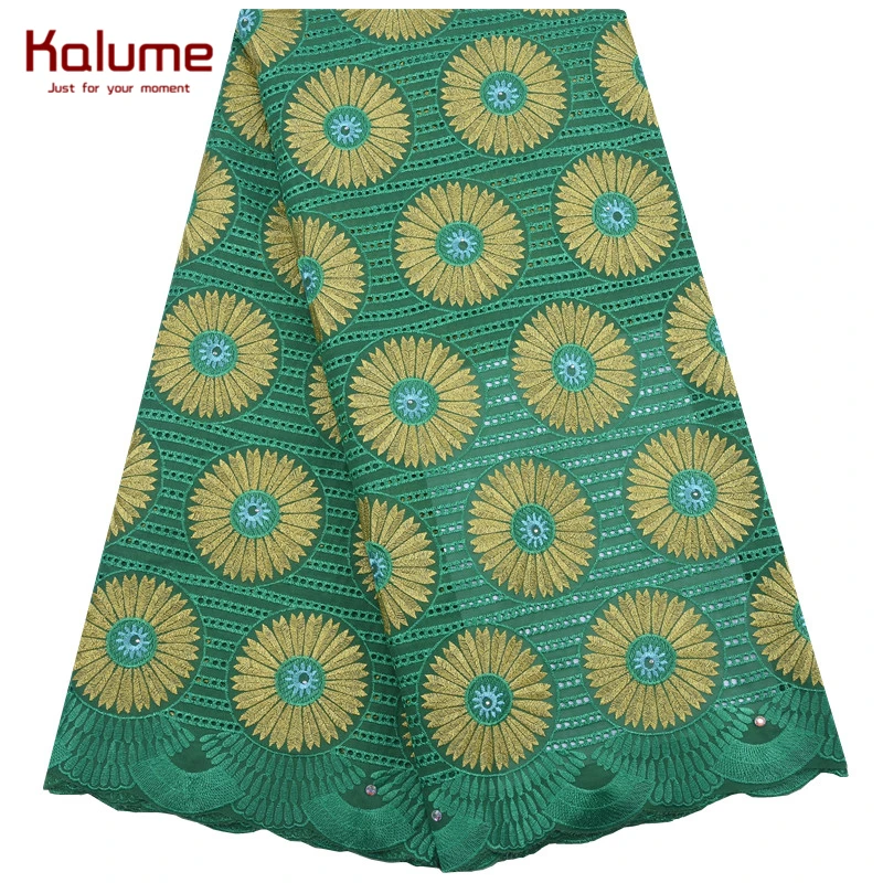 Новейший дизайн африканская швейцарская хлопчатобумажная кружевная ткань Kalume