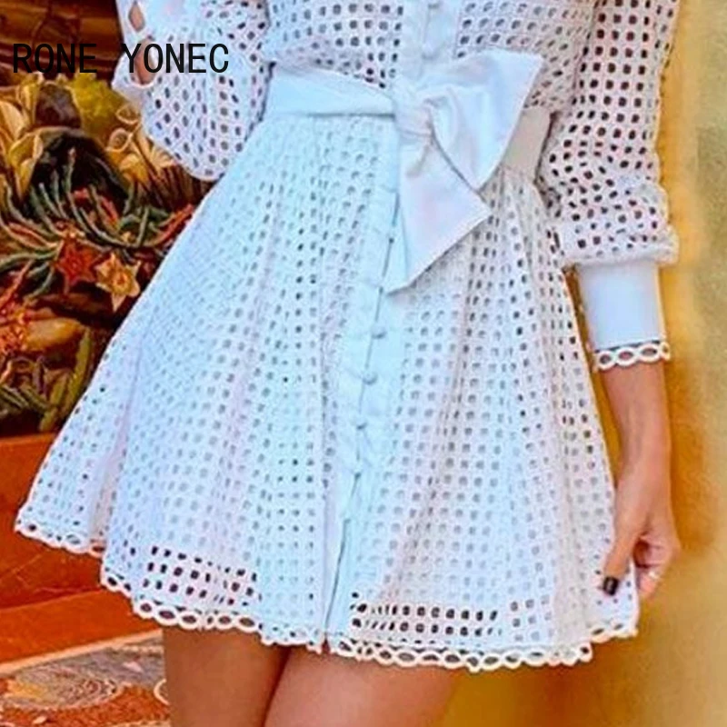 

Women Elegant Dress Hollow Out Button Design Long Sleeve Shirt Dress Lace Dress Patry Dress